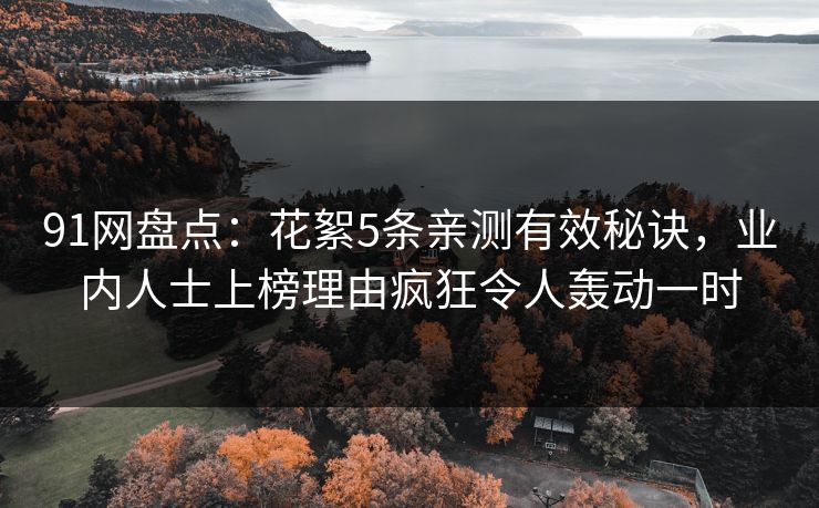 91网盘点：花絮5条亲测有效秘诀，业内人士上榜理由疯狂令人轰动一时
