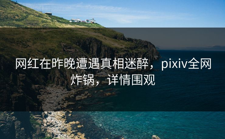 网红在昨晚遭遇真相迷醉，pixiv全网炸锅，详情围观
