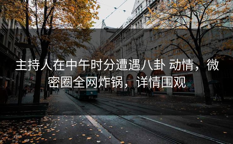 主持人在中午时分遭遇八卦 动情,微密圈全网炸锅,详情围观